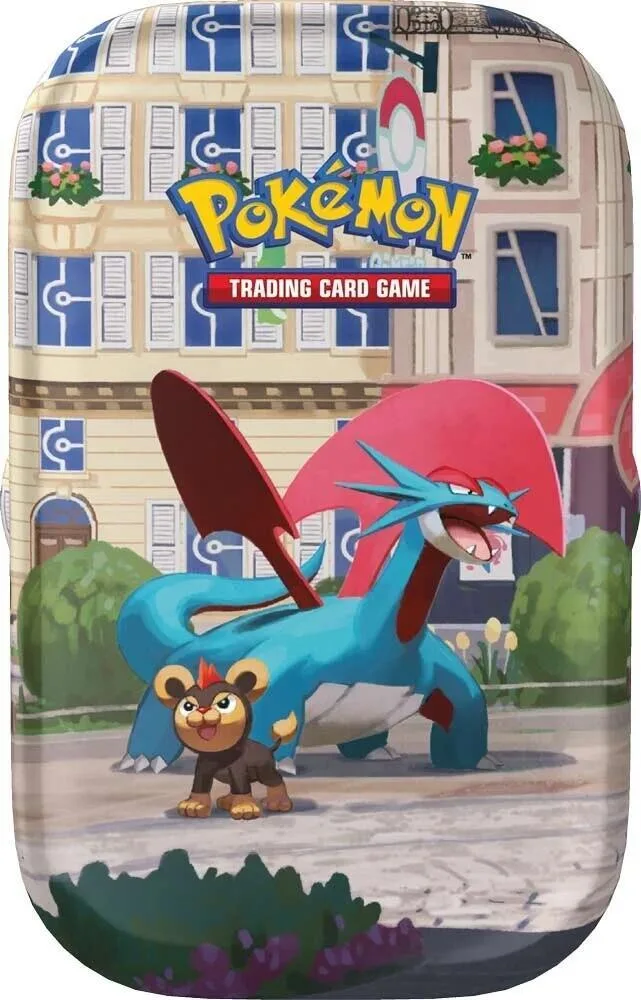 Lumiose City Mini Tin (Salamence & Litleo), tin packaging