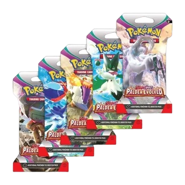 Paldea Evolved Sleeved Booster Pack Art Bundle (Set of 5), booster pack packaging