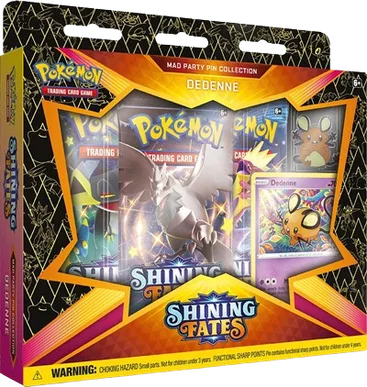 Shining Fates Mad Party Pin Collection - Dedenne, collection packaging