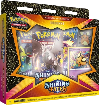 Shining Fates Mad Party Pin Collection - Dedenne, collection packaging