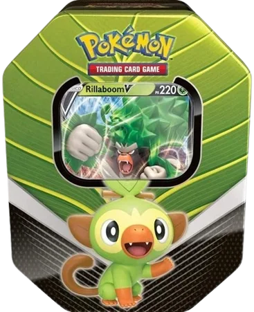 Sword & Shield Galar Partners International Tin - Rillaboom V, tin packaging