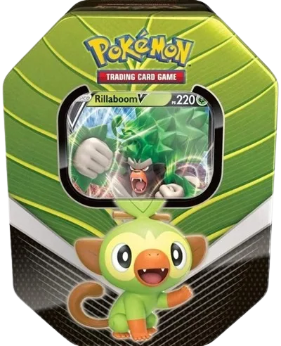 Sword & Shield Galar Partners International Tin - Rillaboom V, tin packaging